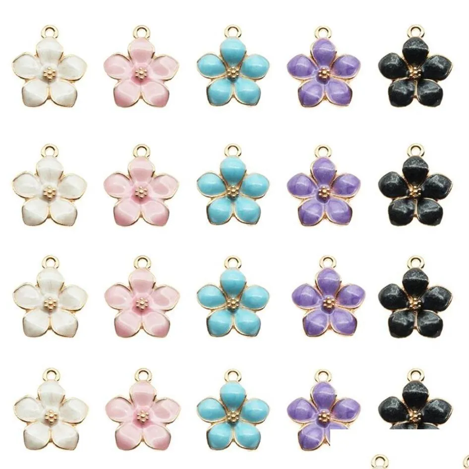 Takılar Bütün 100 PCS Moda Klasik Sevimli Emaye Çiçek Charms Charms Kolye Kolye Bilezik DIY Eşsiz Kadın Mücevher Aksesuar241r Takı DHEB6