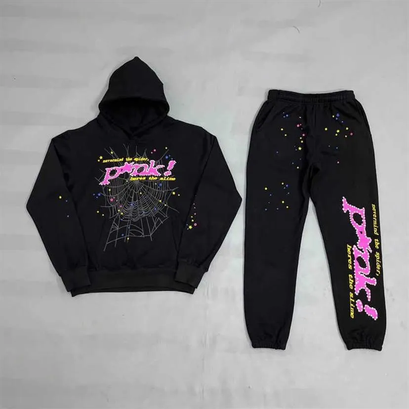 Young Thug Spider Hoodie Sweatshirt Tracksuit Spider Web Pullovers SP5DER 555555 Sweatpants Set294j