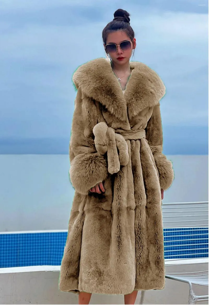 Pele feminina rdmq 23 oversize casaco falso roupas de inverno feminino jaqueta longa moda parka casacos de pelúcia senhora quente com cinto