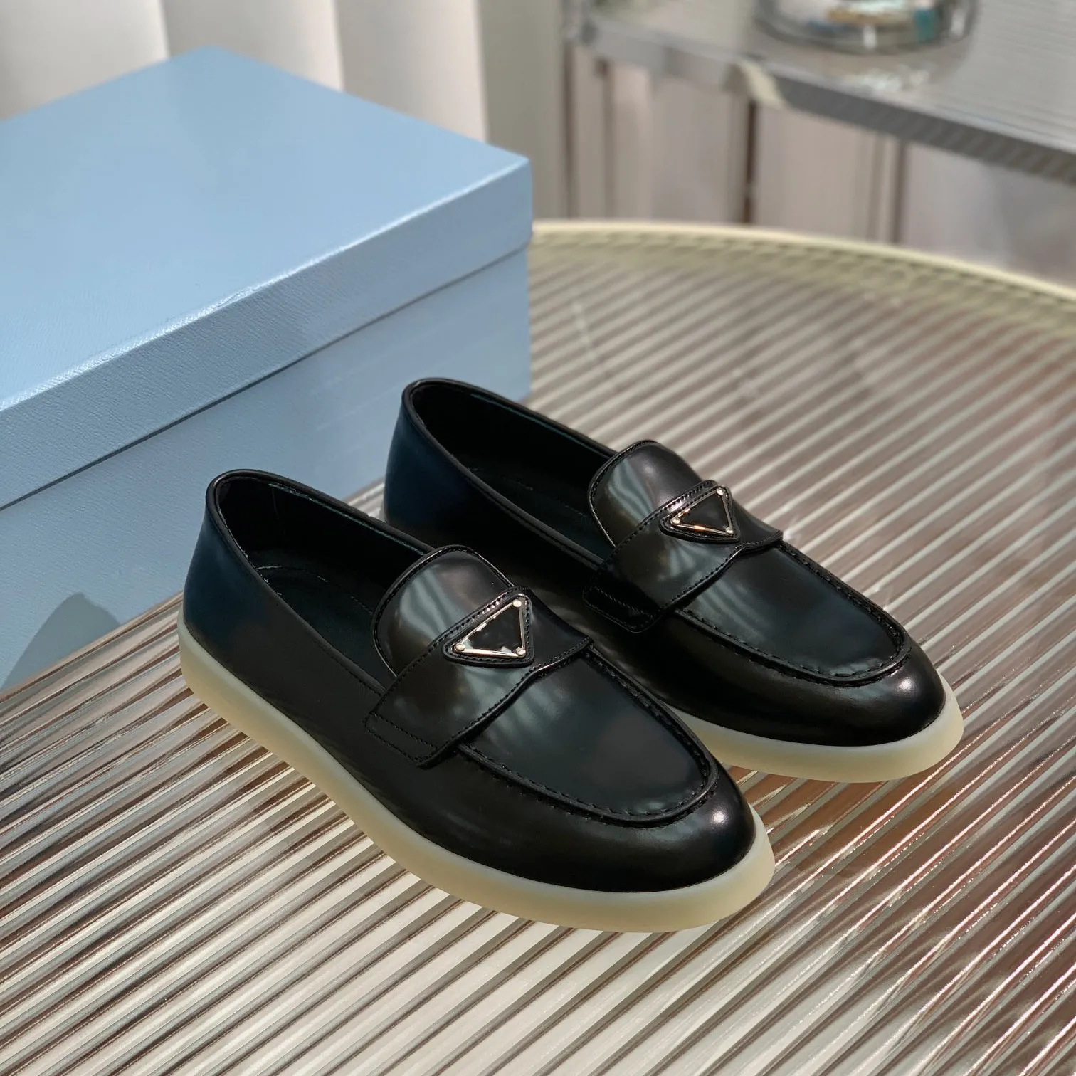 Bulk Classic Triangle Logo Suede Designer Loafers For Men