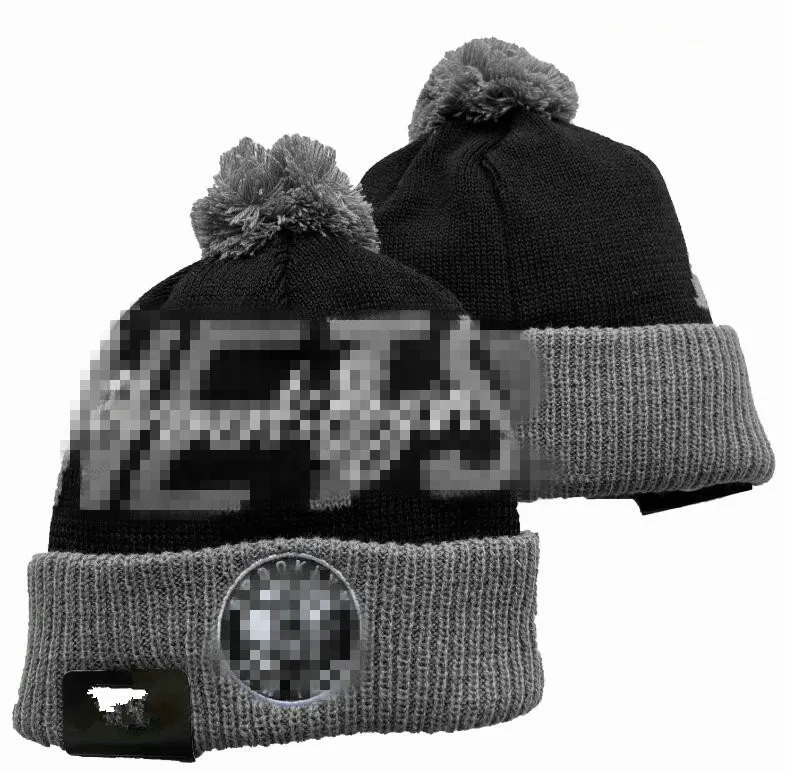 Brooklyn Beons Nets Boneie Cap laine chaude sport tricot tricot basketball North American Striped Sideline USA College Cuffed Pom Chapeaux Men Femmes