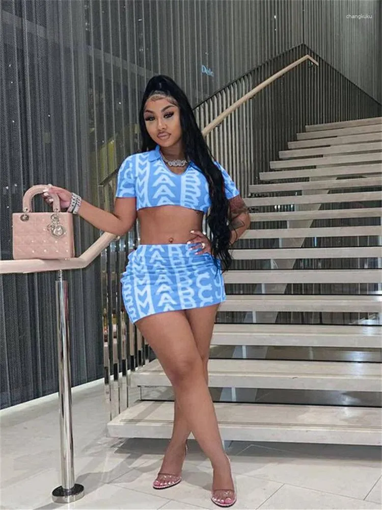 Y2K Set Out Womens Short Sleeve Crop Top And Mini Skirt In Sexy