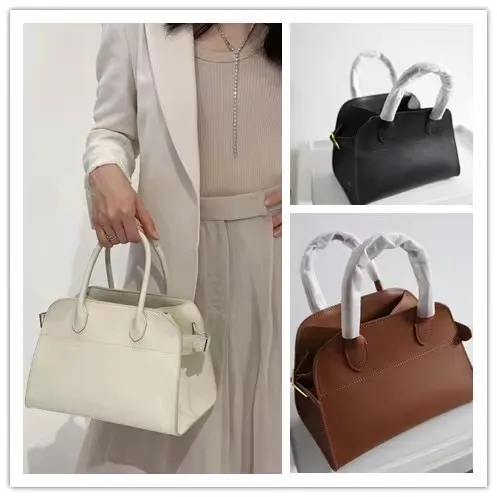 新しいThe Row Premium Touch Bag Designer Bags Margaux 10 Leather Margaux Handbag Commuter Bag Cow Leather Tote Travel Sholdle Light LuxuryClassic Tote 240204