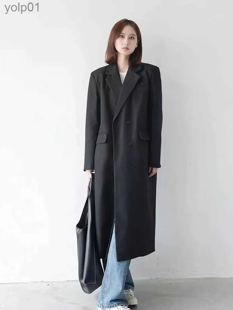 Kvinnors dikerockar Långgrav Kvinnor Leisure Streetwear Office ll-Match Elegant Temper Overcoats Minimalist Harajuku Windbreaker Women Coatl231112