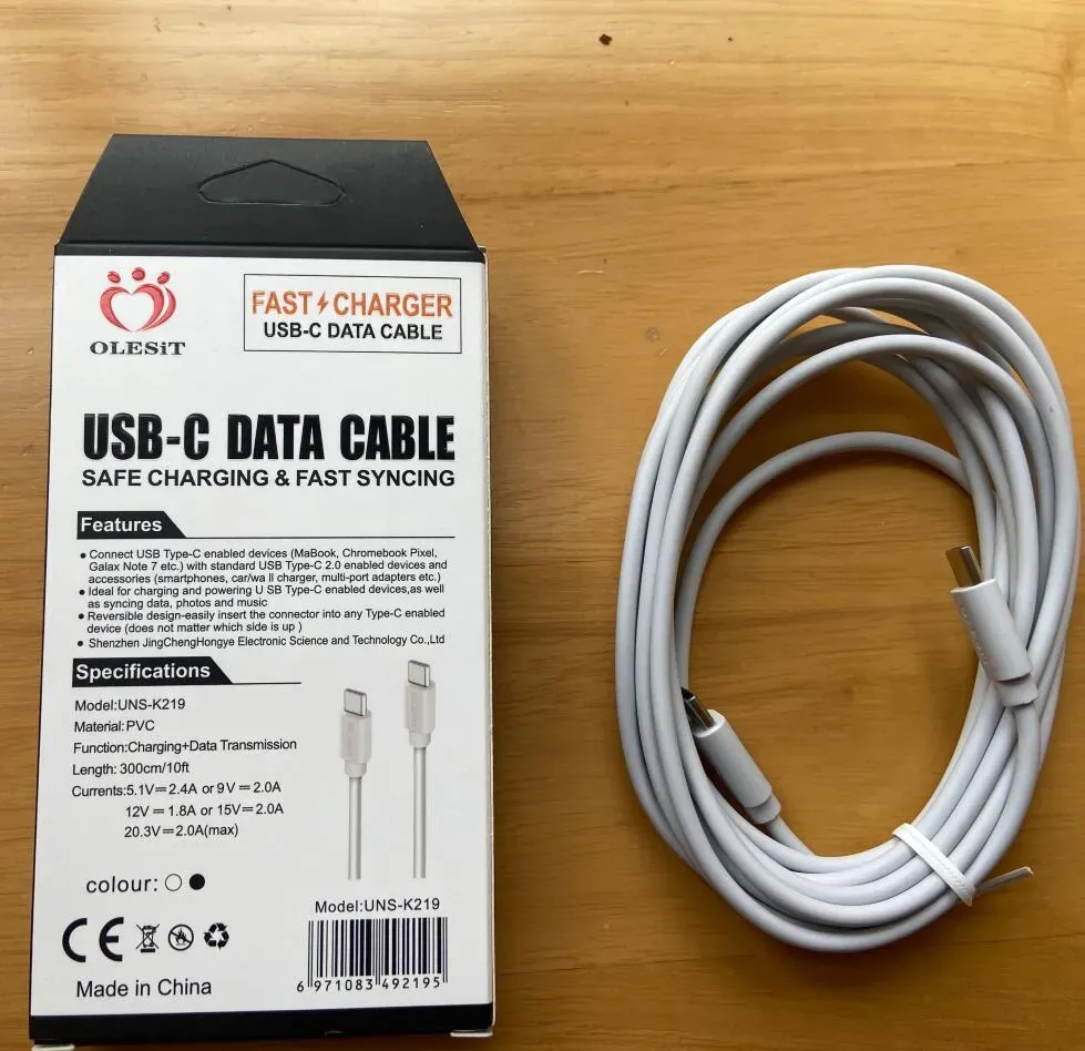 Olesit PD 60W 30W 27W USB C till C laddning av telefonladdare Datekabel för smartphone Samsung Huawei Type-C till Type-C 3ft 6ft 10ft 12 ll