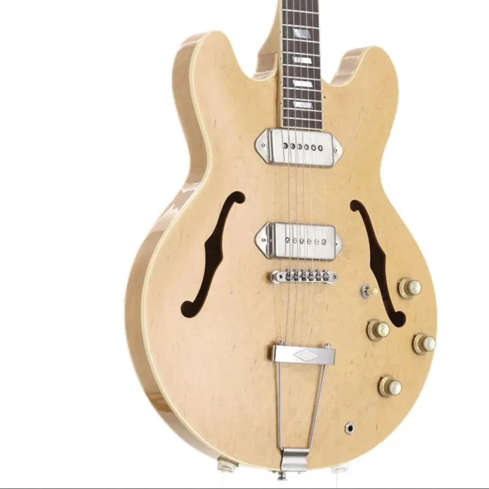 Casino Natural Maple Jazz Electric Guitar Semi Hollow Body, Double F