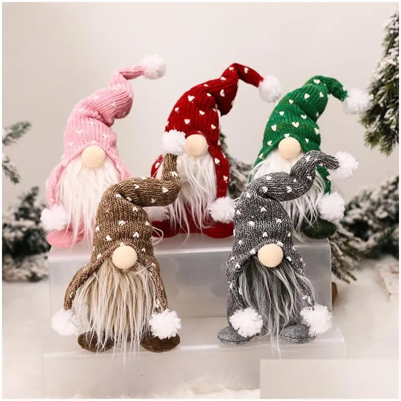 Christmas Decorations Forest Man White Beard Faceless Doll Knitted Hat Sitting Decoration Drop Delivery Home Garden Festive Party Sup Dh4Qk