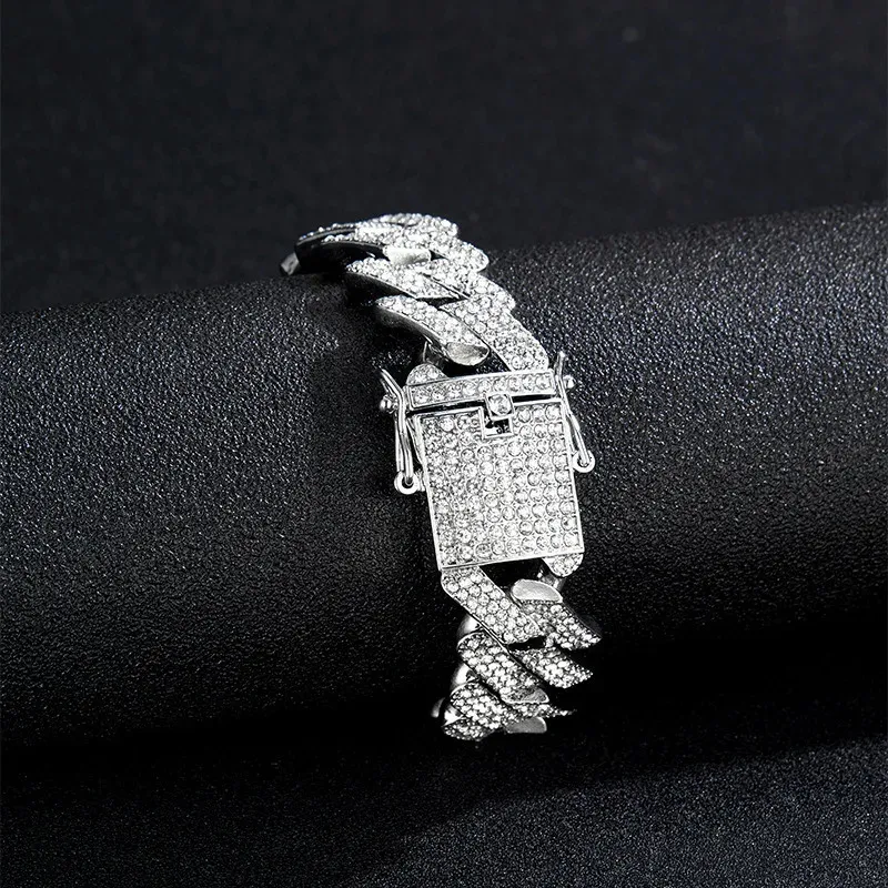 アクセサリー WhooseA silver925WideChainBracelet Mens Silver Cuban Link Chain 20MM Wide Bracelet, From Guan05