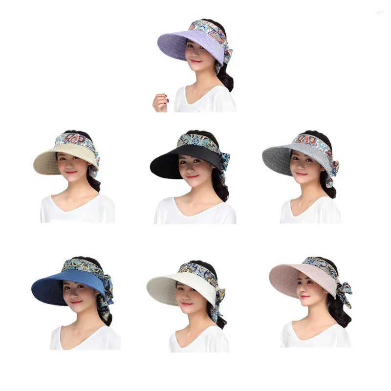 Chapeaux à large bord Coton Lin Femmes Sunhat Sunproof Coloré Coupe-vent Respirant Pliable Randonnée en plein air Voyage Sunbonnet Cap Kaki