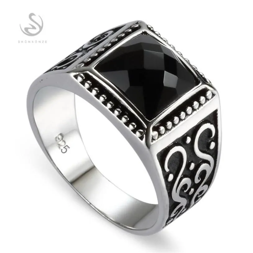 Eulonvan Engagement Wedding 925 Sterling Silver Male Finger Rings for Men Black Cubic Zirconia Drop S -3809 Storlek 6 - 13 Cluster271p