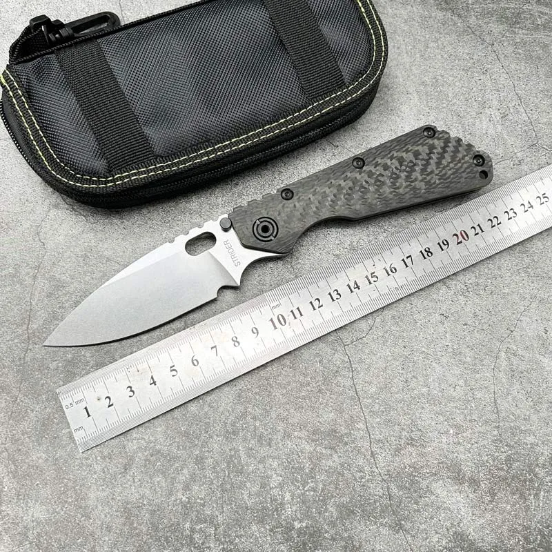 Couteau pliant tactique Strider SMF D2 acier fibre de carbone + poignée en titane équipement tactique militaire survie en plein air EDC Combat défense poche Camping couteaux de chasse