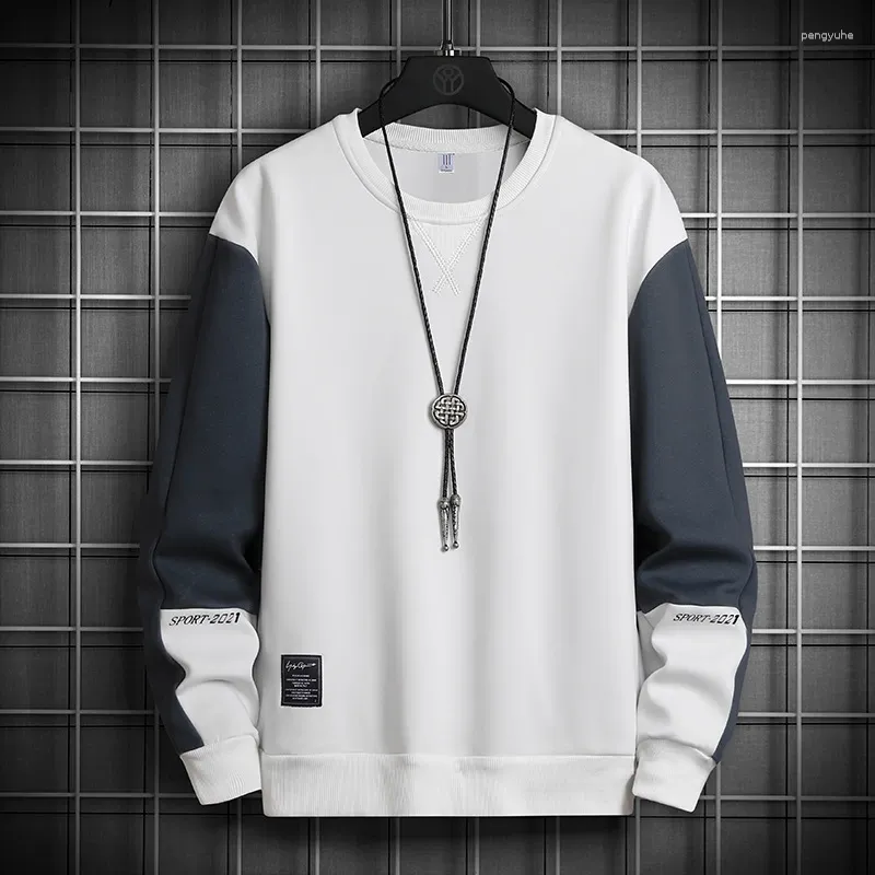 Sweat-shirt à capuche pour hommes, mode coréenne, décontracté, broderie, col rond, blocage de couleur, haut ample, 2023
