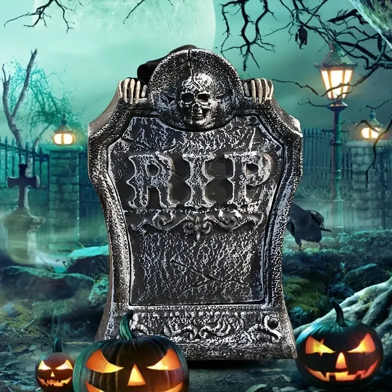 1pc Halloween décoration pierre tombale électrique maison hantée Bar paysage son lumineux jouet électrique pierre tombale levage fantôme photographie accessoires Halloween cadeau,
