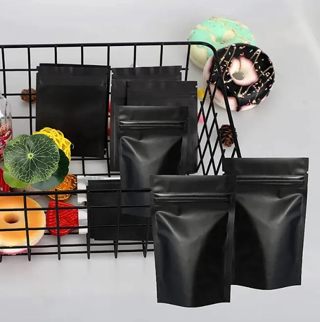 9 Size Matte Black Smell Proof Stand Up Bags Resealable Mylar Bags Foil Pouch Double-Sided Self seal Bag Wholesale