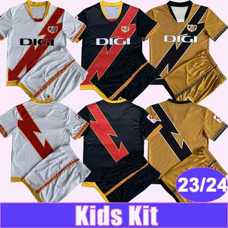 23 24 Rayo Vallecano Kids Kit Soccer Jerseys ISI FALCAO BEBE CHAVARRIA ARIDANE JOSE POZO OSCAR TREJO NTEKA Home Away 3rd Football Shirts