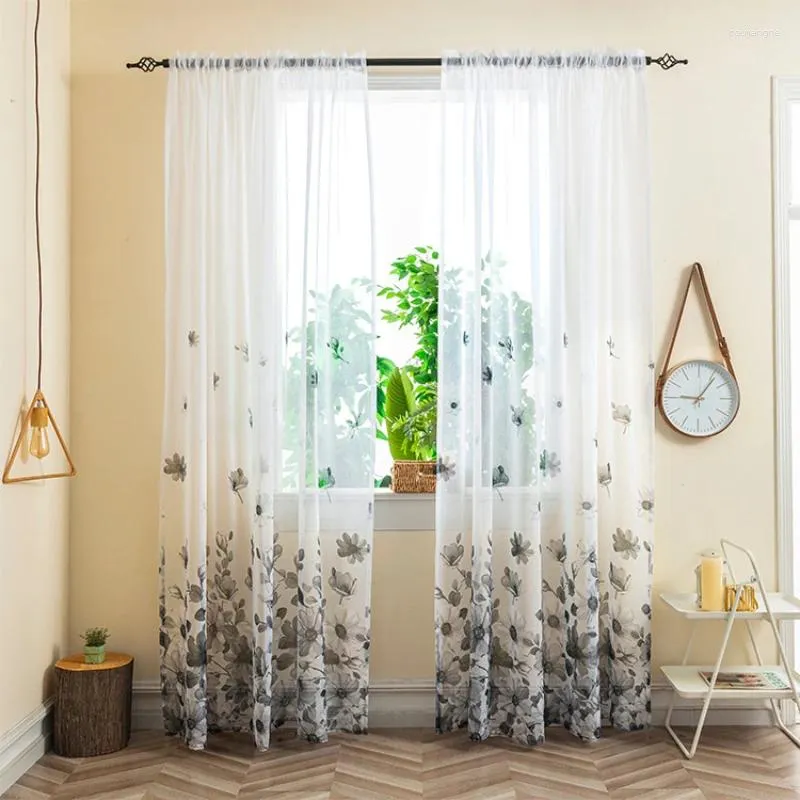 Cortina com 7 estilos de tela de janela, fio transparente, cortinas prontas para sala de estar, quarto, cortinas transparentes