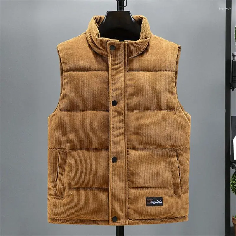 Gilet da uomo 2024 Giacca Gilet Autunno Inverno Caldo Cappotto Senza Maniche Collare Del Basamento Gilet Imbottito Velluto a Coste Abbigliamento da Lavoro Abiti Maschili 5XL