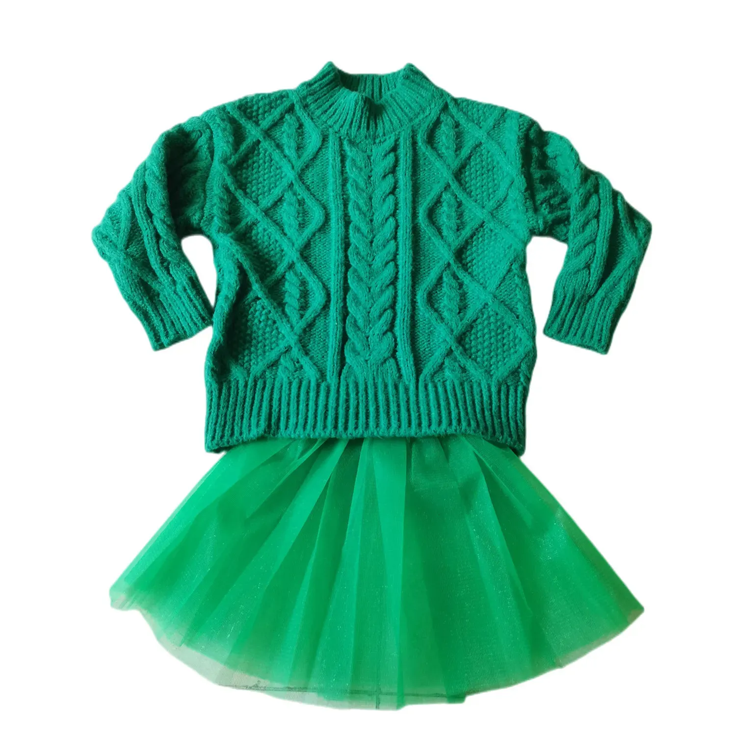 Vestidos da menina 3-15 anos Irlanda St Patrick's Day Girl Sweater Tutu Dress Primavera Suéter Verde Princesa Trajes de Festa Roupas Bebê Meninas 231016