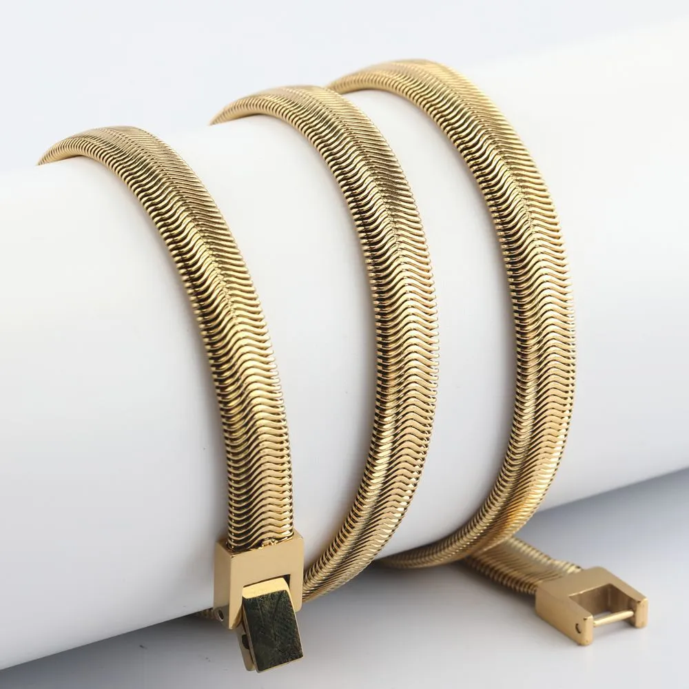 Collana a catena a serpente piatta in acciaio inossidabile da 8 mm 21,6 pollici donna Moda uomo regali gioielli argento oro nero