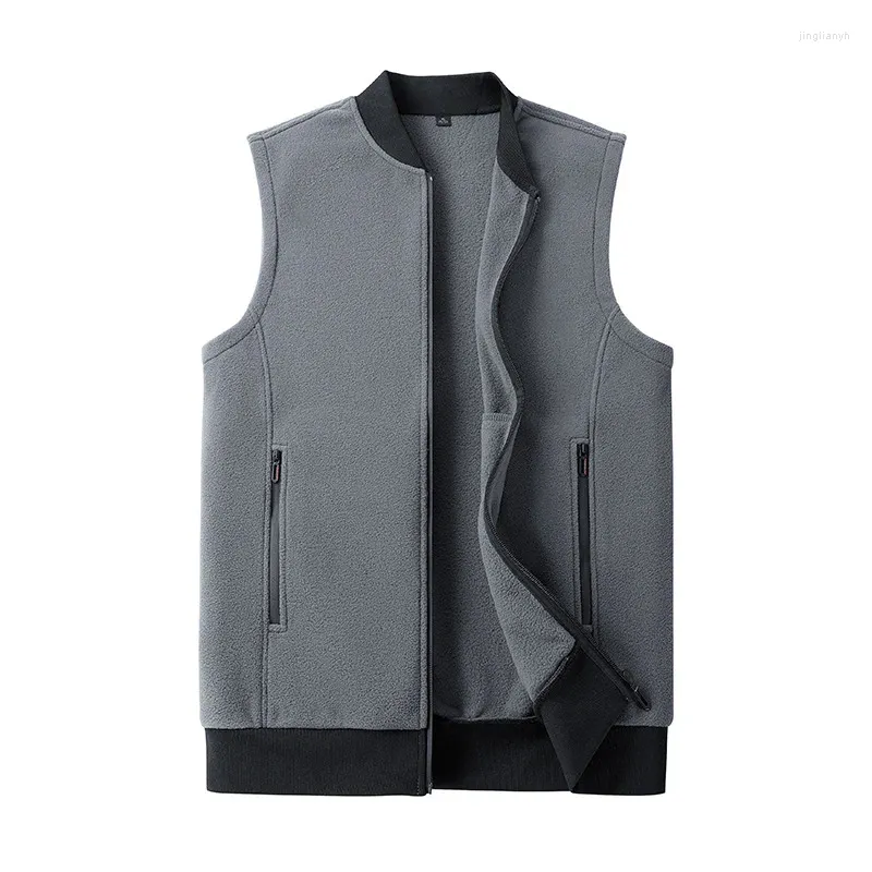 Gilets pour hommes 2024 automne et hiver polaire polaire ample grand col montant gilet