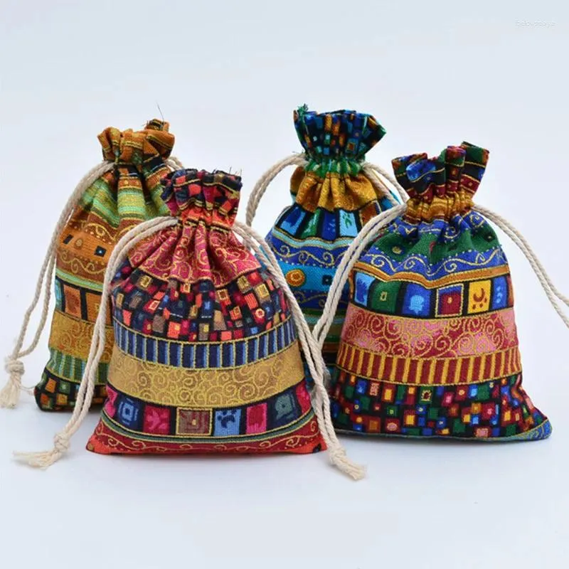 Mücevher Poşetleri Stripe Pamuk Hediye Drawstring Çantaları 8x10cm 9x12cm 10x15cm 50 makyaj ambalajı