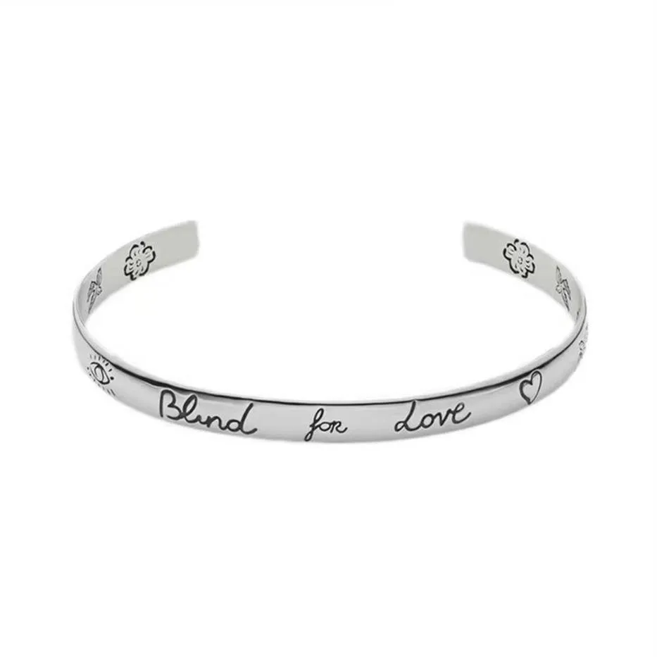 Designer Bangle Open Armband Man Woman Armband Fashion Brand Blind Love Bangles Jewelry Sliver Color173k