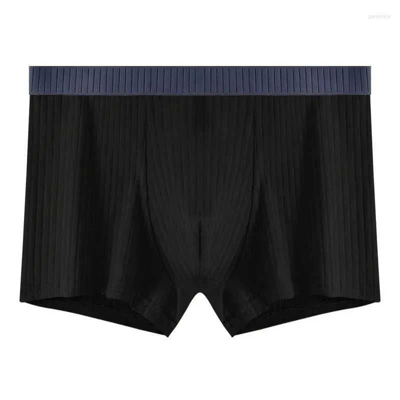 Cuecas 1 pc para homens alta elástica listrada boxer briefs roupa interior de algodão cintura respirável calcinha anti-bacteriana macia