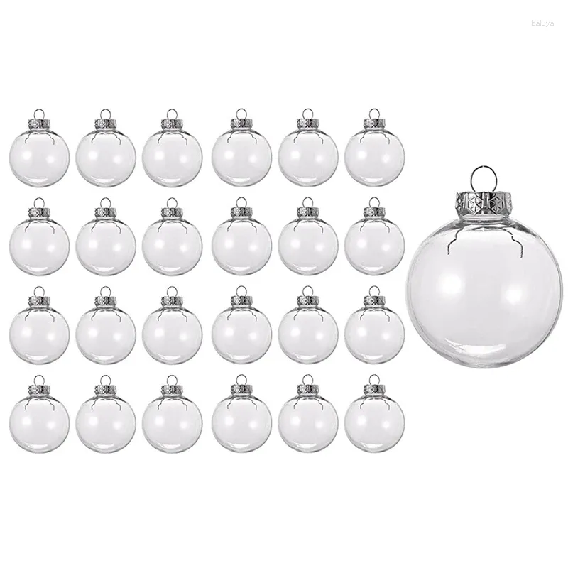 Juldekorationer 24 st tydliga plastfyllbara bollar 8 cm DIY Xmas Tree Ornament Decoration Arts Crafts