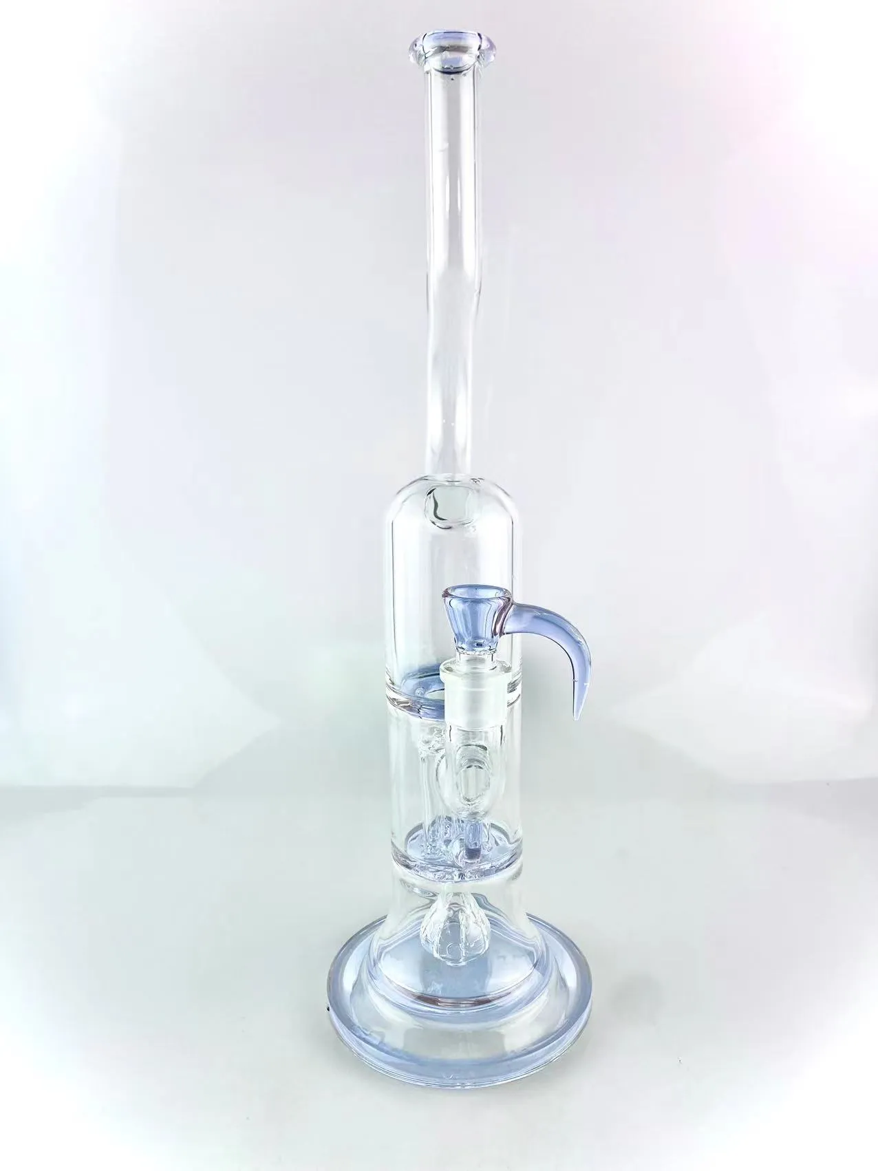 Smoking Pipes purple cfl accents pillar bong 18 inch 18mm joint bent neck 6 arms high quality with horn bowl