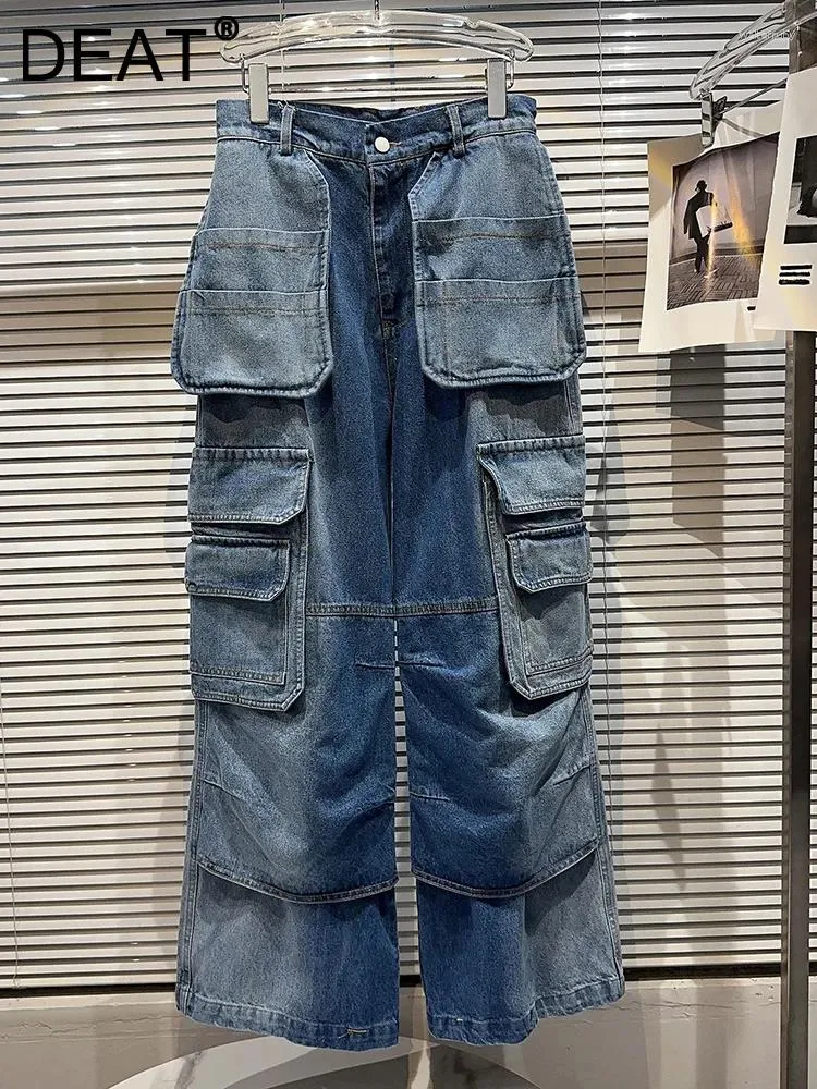 Dżinsy damskie vintage gradient wiele kieszeni Design Design For Women Tase Single Button Denim Spodnie 2023 Autumn 11xx5217