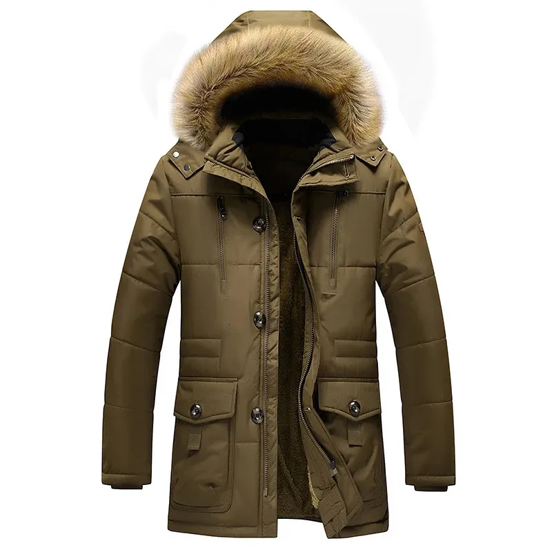 Casaco Masculino De Couro Falso 2023 Grosso Inverno Quente Parka Homens Lã Capuz De Pele Slim Casaco Militar Carga Blusão Masculino Casual Sobretudo Nova Moda 231016