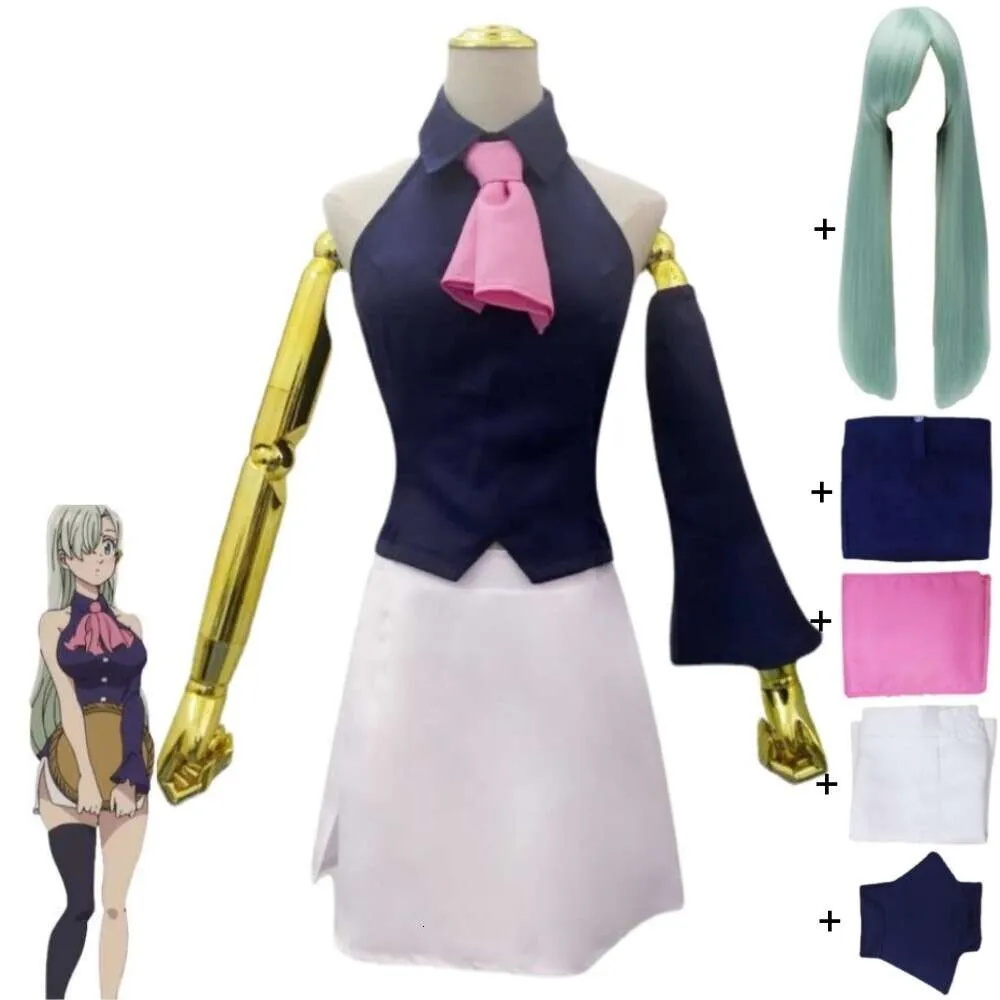 Cosplay Anime The Seven Deadly Sins Elizabeth Liones Cosplay Costume Wig Goddess Clan Sexy Woman Waitress Uniform Hallowen Suit