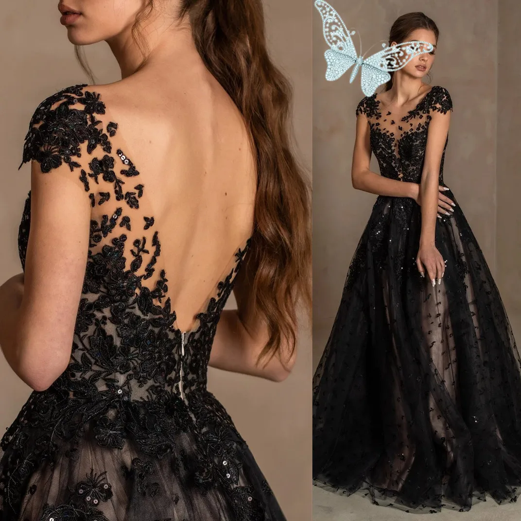 Плиссированное платье невесты с длинными рукавами, иллюзия Vestidos De Noiva, черное свадебное платье с овальным вырезом, тюлевое кружевное аппликация