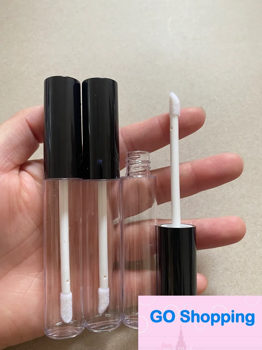 Fashion 10ml Black Lid Eyelash Refillable Bottles Empty Clear Lipgloss Tubes Cosmetic Lip Gloss Glaze Packing Container