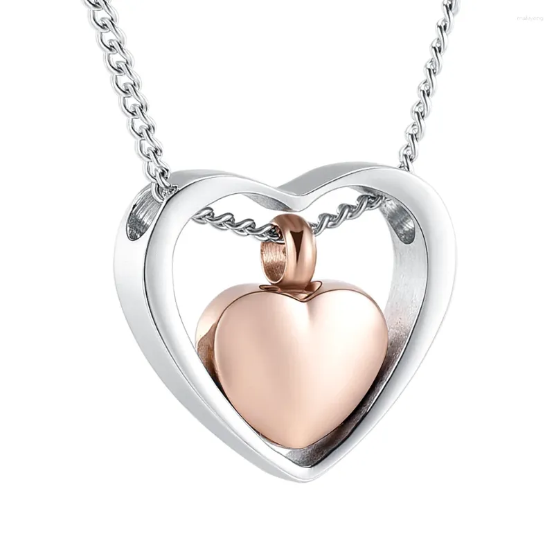 Pendentif Colliers Crémation Urne Bijoux Double Coeur Collier Papa / Maman / Fils / Grand-mère / Grand-père / Soeur Souvenir Memorial Tenir Cendres