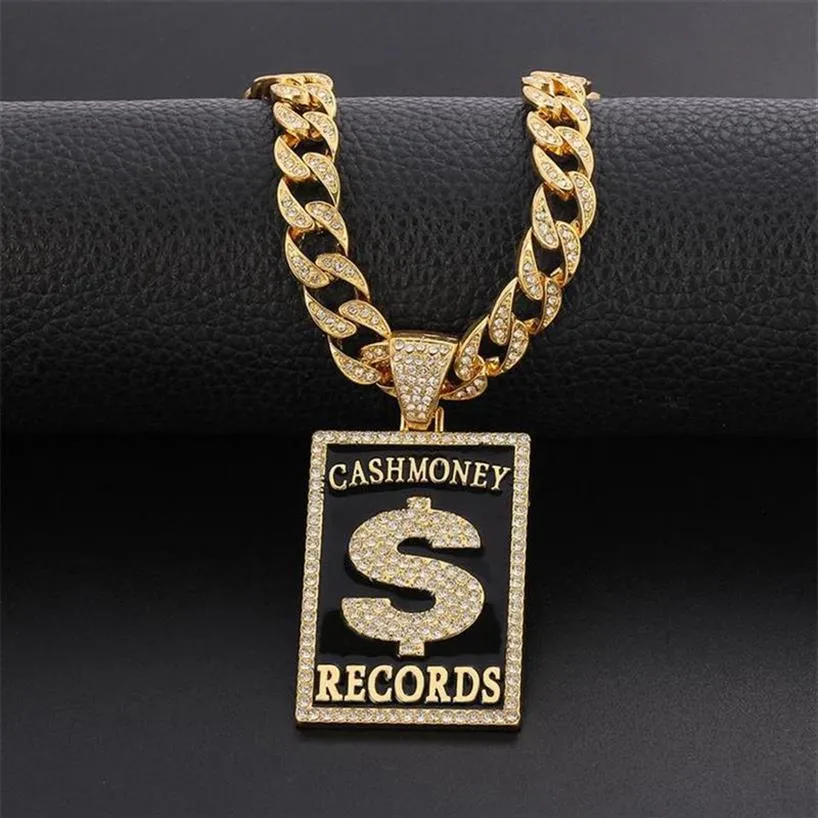 Kolye Kolyeleri Goth Dolar İmzası Nakit Para Kayıtları Buzlu Kolye Küba Zinciri Hip Hop Jewlery Street Rapçi Erkek arkadaşı hediye192b