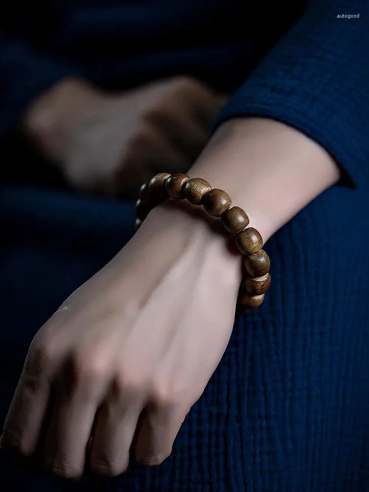 Bracelet Huian naturel vietnamien, brin de fidélité, matériaux anciens, perles de bouddha en bois d'aigle, baril en bois pour femmes et hommes