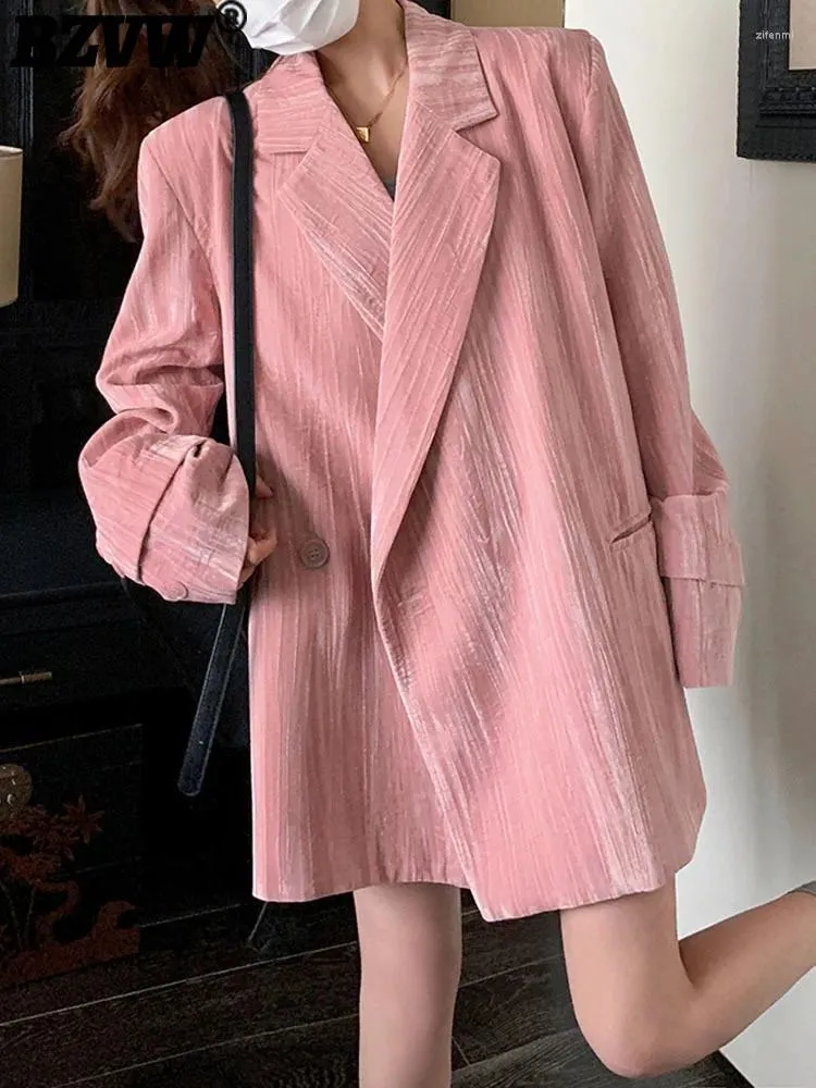 Ternos femininos bzvw high-end rosa dourado veludo terno jaqueta 2023 primavera outono tendência solta versátil blazers casaco feminino 25x2968