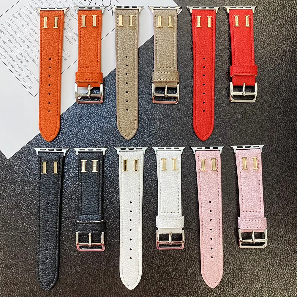 Watchband Smart Straps for Apple Watch Bands 49mm 38MM 42MM 44mm 45mm iwatch bands apple watch series 9 8 3 4 5 6 7 Watch Strap Embossed Leather Armband ap Watchbands