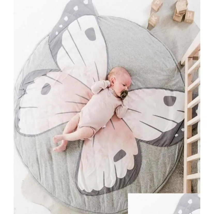 Carpets Ins Baby Play Mats Kid Cling Carpet Floor Rug Bedding Butterfly Blanket Cotton Game Pad Children Room Decor 3D Rugs3612380 D Dhn9Q