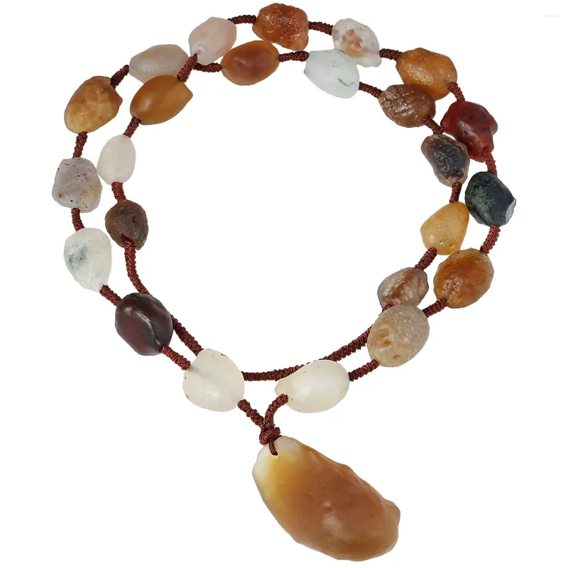 ペンダントネックレスTumbeelluwa Natural DesertGobi Agate Stone不規則なビーズネックレスエキゾチックチャームアミュレットジュエリー