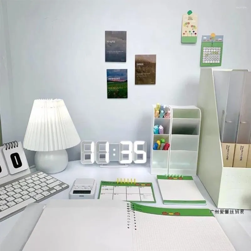 Table Clocks Korean Ins Creative Desktop Desk Clock Luminous Led Digital Simple Style 3 Groups Alarm Electronic Bedside Wal