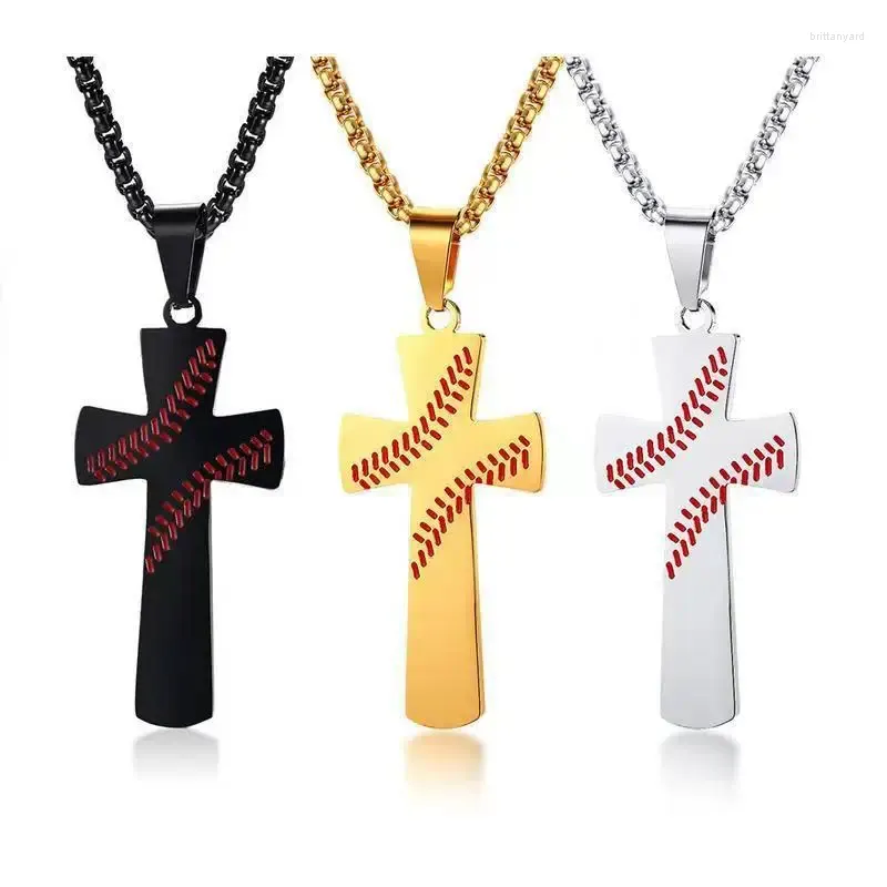 Pendanthalsband Mens Baseball Cross Boys Necklace Punk Vintage Style Rostfritt stål Bibelvers amulett Gift