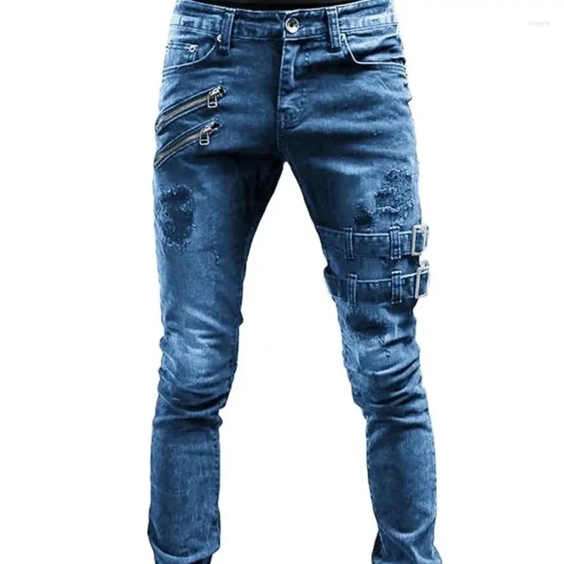 Jeans pour hommes droits hommes taille haute jean printemps été copain streetwear maigre décontracté long pantalon en denim pantalon