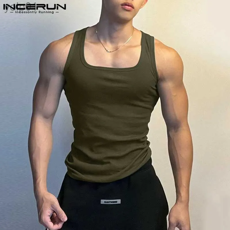 Herrespår 2023 män tank tops fast färg o-hals ärmlös träning casual västar fitness sommar streetwear män kläder s-5xll231016