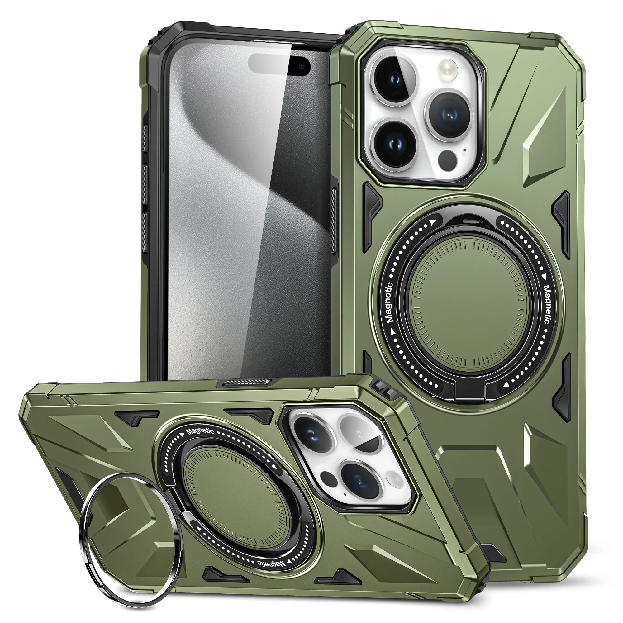 iPhone 15 14 13 12 11 Pro Max Armor Shockproof Magnetic Attraction Case Luxury Hanjiang Cover Capa