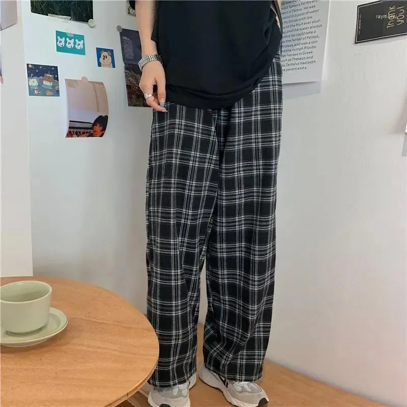 Pantaloni da uomo 2023 Autunno Plaid Uomo S-3XL Pantaloni dritti casuali per uomo/donna Harajuku Hip-hop