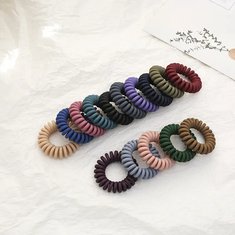 Scrub Elastic Rubber Bands Telephone Wire Hair Ties Ponytail Holder Gum Women Girls Spiral Scrunchies Accessories