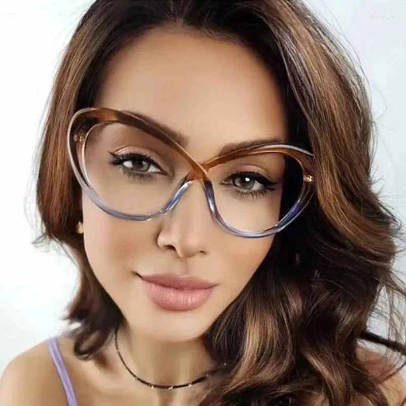 Lunettes de soleil Oulylan Anti Blue Light Lunettes Cadre Femmes Surdimensionné En Forme De Papillon Lunettes TR90 Rétro Bureau Décoration Spectacles