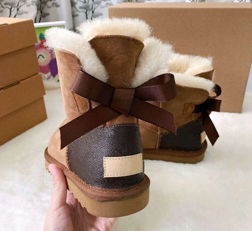 Mulheres crianças fita botas de neve novo design menina e childen inverno tornozelo sapatos bota 5557